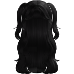 Wavy Layered Black Hair With Cute Ponytails

