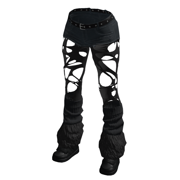 Gothic Black Short Distressed Jean