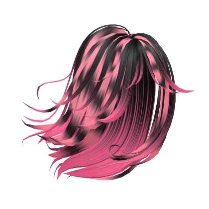 Emo Scene Windy Messy Raccoon Hair (Black Pink) Roblox item