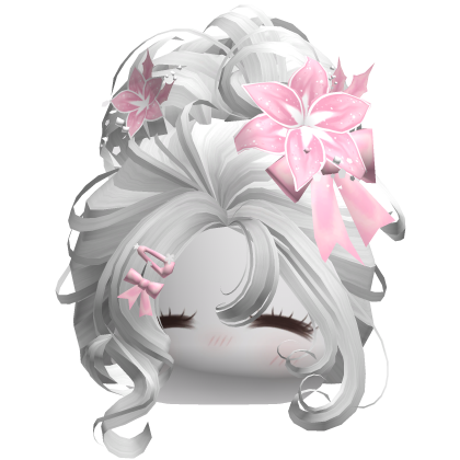 ♡ Christmas Flowery Bun Updo (White & Pink)
