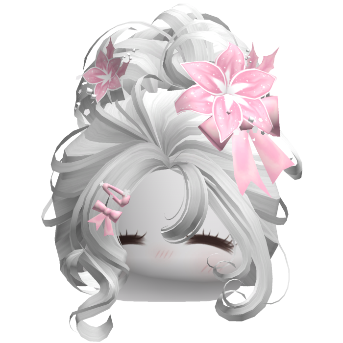 ♡ Christmas Flowery Bun Updo (White & Pink)