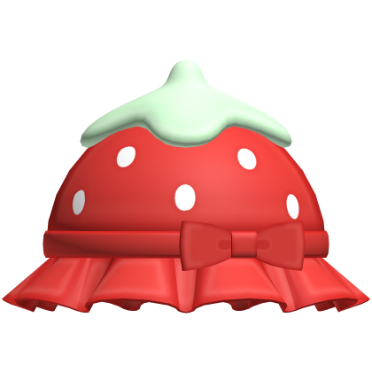 𖹭◞ kawaii red strawberry ruffled hat ! ! 