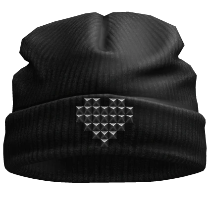 Studded Heart Black Beanie | Roblox Item - Rolimon's