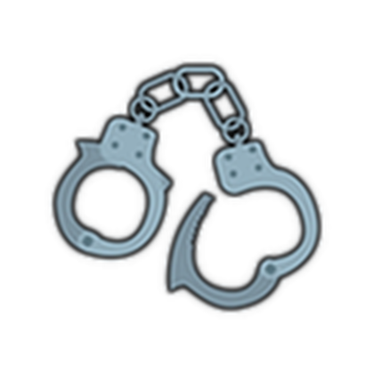 Game pass icon: a pair of grey metal handcuffs joined by a short chain, one cuff open