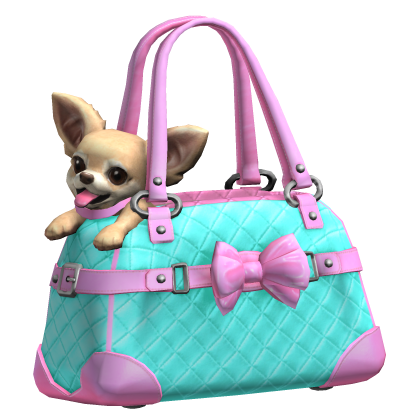 Light Pink & Teal Chihuahua Dog Bag 2000s Mcbling