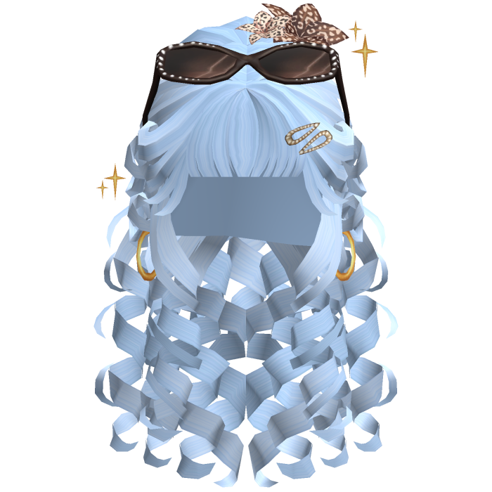 Light Blue Y2K Layered Curly Pigtails Hair