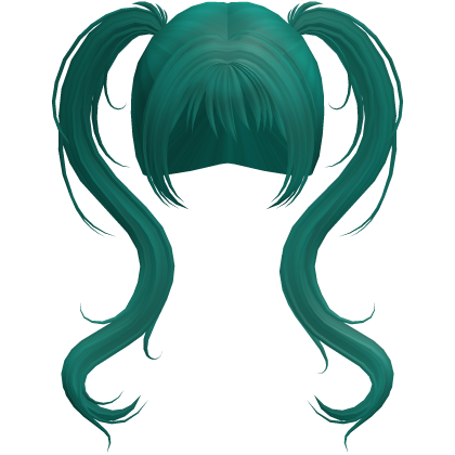 long teal wispy vkei pigtails Roblox item