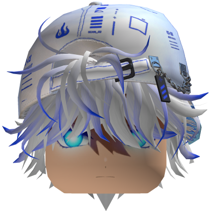Fluffy Cover Bangs Hair w Flame Cap - W&Blue Shine