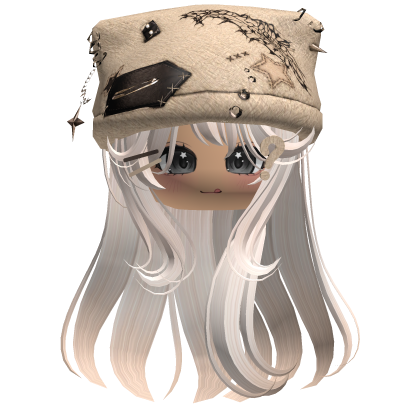 Beige Y2K Punk Beanie Girl Hair