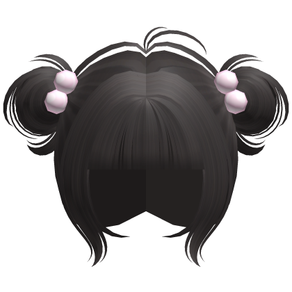 ♡ kawaii messy bun brown hair w pink clips Roblox item