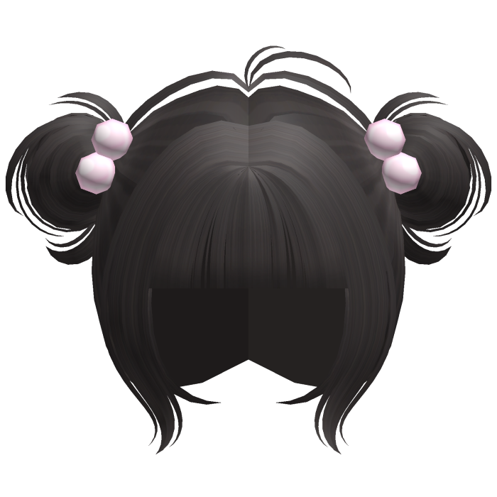 ♡ kawaii messy bun brown hair w pink clips