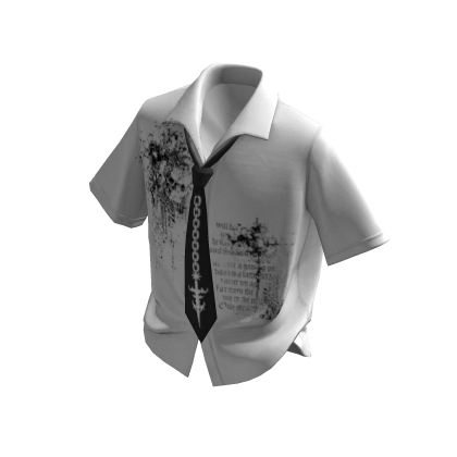 White Chain Button Up Shirt w/tie thumbnail