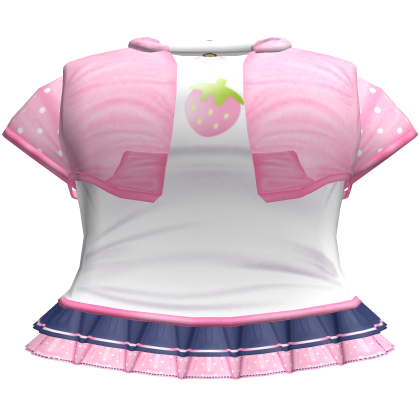 cutecore strawberry top n skirt w jacket pink