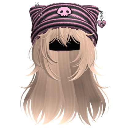 Emo Kawaii Skull Beanie W/ Wolfcut Blonde V4