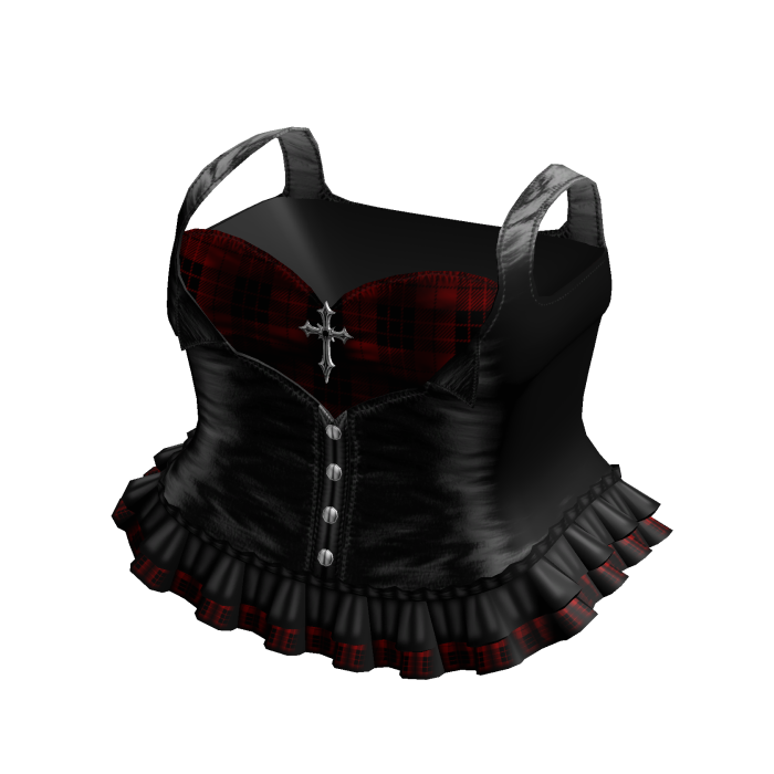 Emo Gothic Plaid Button Up Dress in Red
