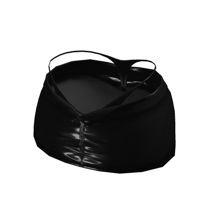 Black Latex Unzipped Whale Tail Mini Skirt thumbnail