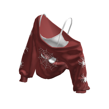 Cozy Baggy Superhero Spider Sweater Red&White thumbnail