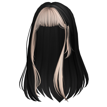 Long Wispy Straight Hime Hair (Black & Platinum) Roblox item