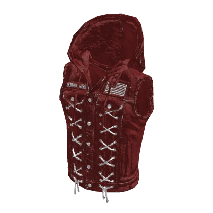 Red Y2K Lace-Up Hood Vest [PBR] | Roblox Item - Rolimon's