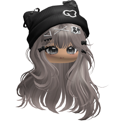Cute Anime Girl Hair w/Cat Beanie (Ash) Roblox item