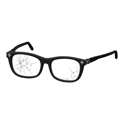 Glasses Cracked Black Chrome Crosses Broken Y2K