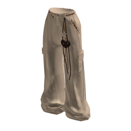 Fairy Grunge Wide Leg Pants w/ Charms (Beige)