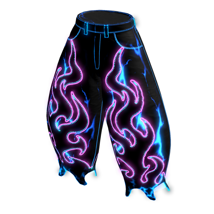 NW Glowing Purple Flame Emissive Barrel Jeans