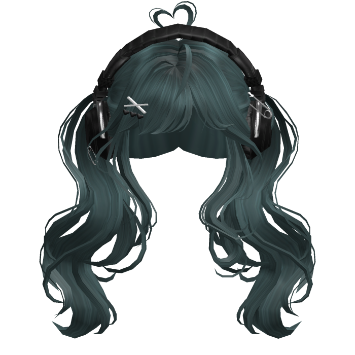 Cute Wavy Pigtails w/Headphonnes (Teal)