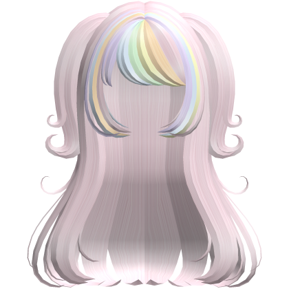 Long Flowy Pink Hair with Rainbow Bangs Roblox item