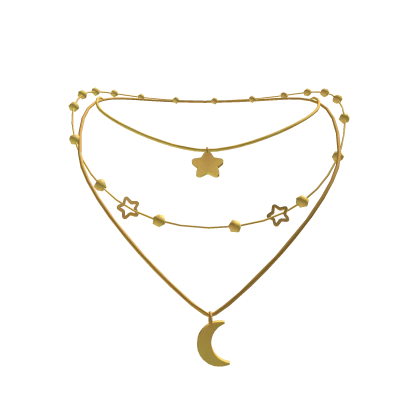 Y2K Gold Layered Moon And Star Double Necklace 3.0 | Roblox