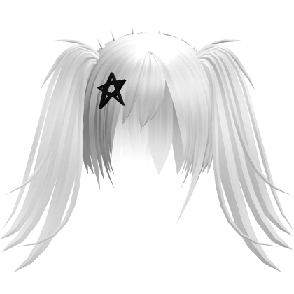 White Scene Vkei Long Pigtails w/ Star Clip Roblox item