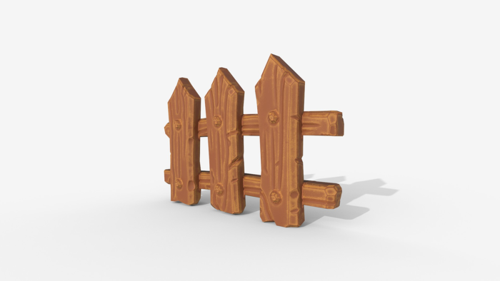 Stylized Wooden Fence - Low Poly Hand Painted Game preview 5