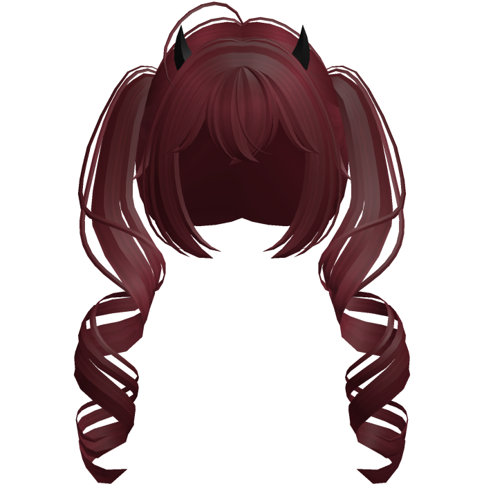 cute anime devil curly red pigtails