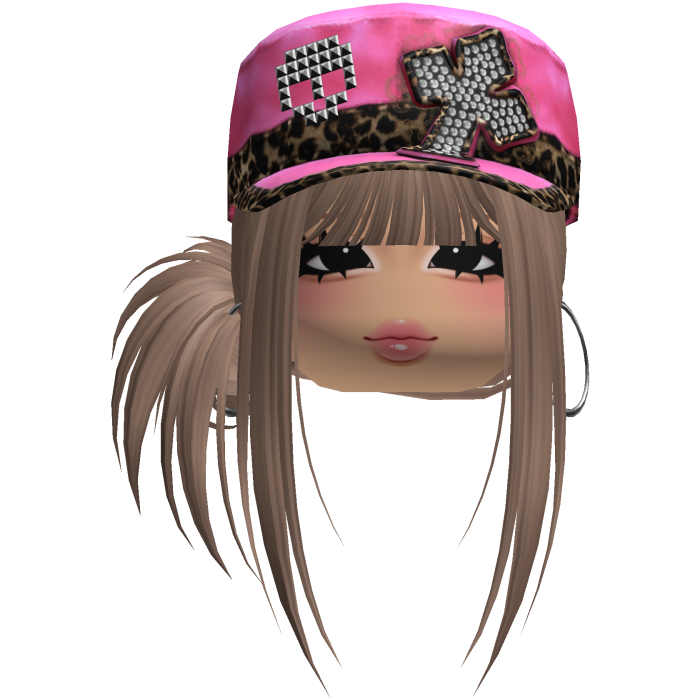 Gyaru Side Bun Hair w/ Cheetah Cap & Earrings