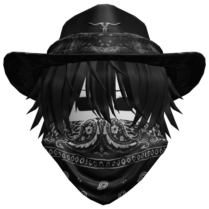 Black Cowboy Hat with Mask + Neck Scarf