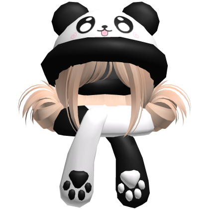 Cute Panda Hat + Scarf Hair Blonde Roblox item