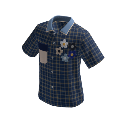 Daisy Pocket Plaid Shirt (blue)