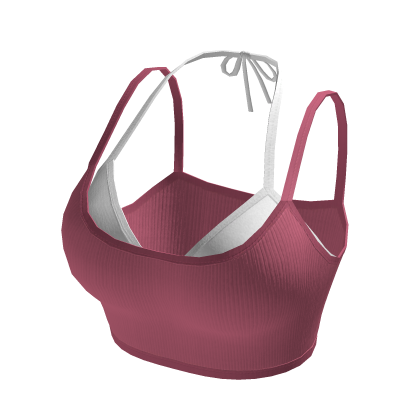 Layered Crop Top with Contrast Halter (Pink)