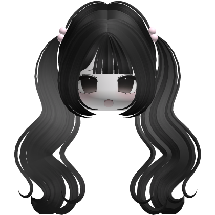  ♡ Kawaii pigtails hair black + moe chibi face