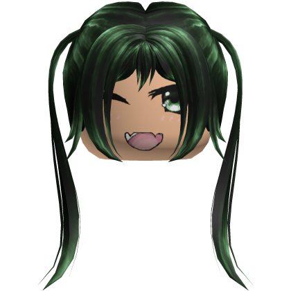 Green Tuft Girl Hair W/ Cute Vamp Face Roblox item