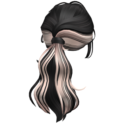 Two-Tone Wavy Layered Ponytail Hair Black & Blonde Roblox item