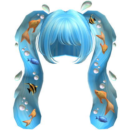 Aquatic Flowing Bubbly Fish Pigtails in Blue