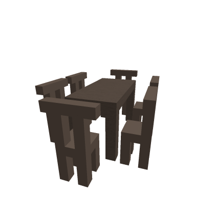 A little large table with # wooden chairs