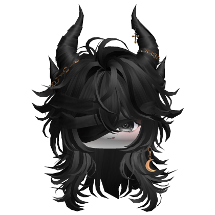 Horned Anime Demon Wolfcut (Black)