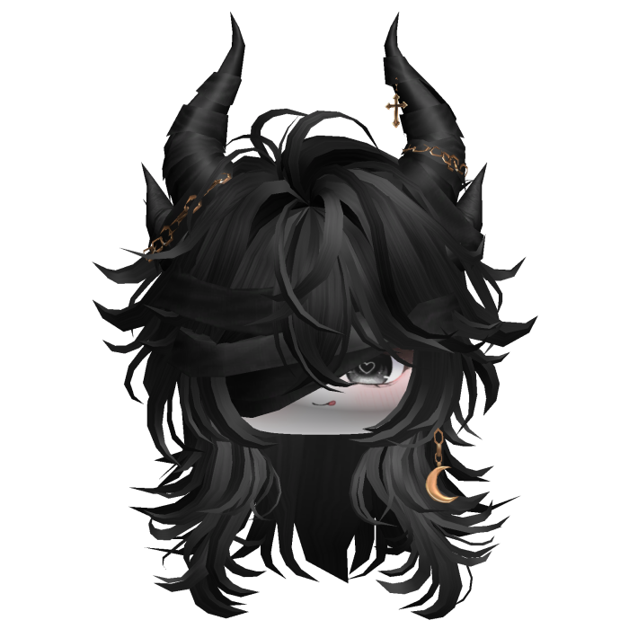 Horned Anime Demon Wolfcut (Black)