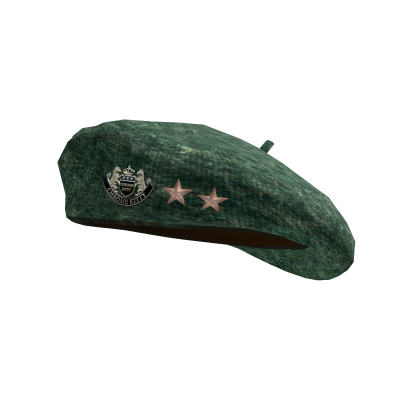 Vintage Green Felt Beret w/ Star Pins Y2K