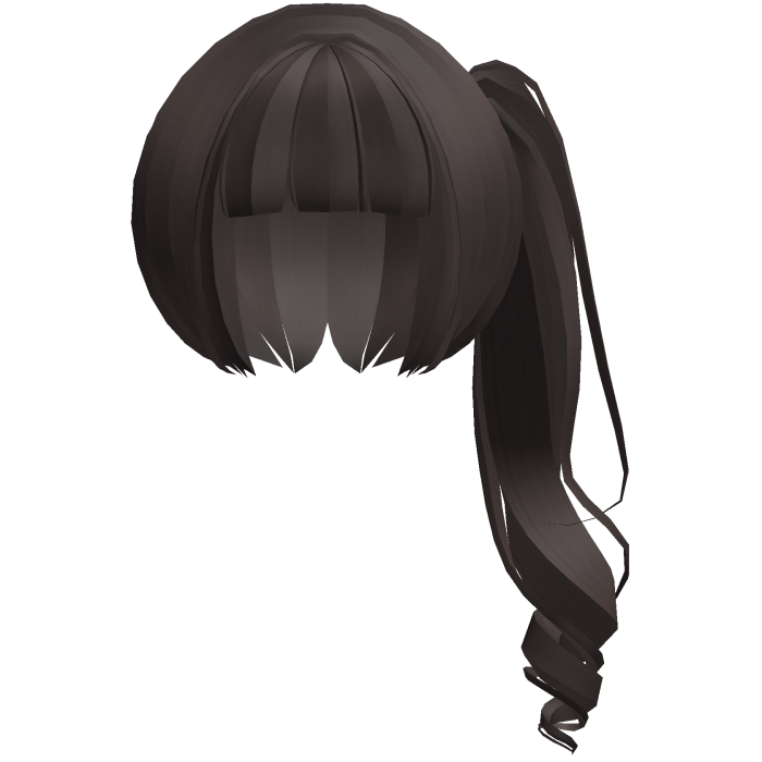 moe neat jirai curly ponytail w bangs brown