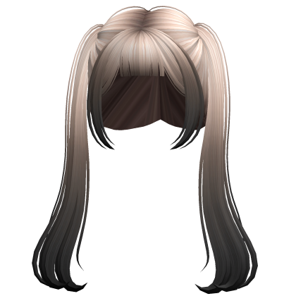 Long Anime TwinTails w/ Bnags (Platinum Black) Roblox item