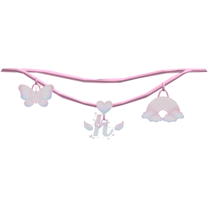 Cute Pink Kawaii Rainbow 1.0 initial H Necklace Roblox item
