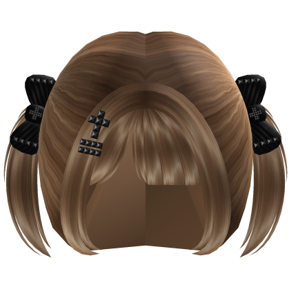 low hair baby pigtails swag cross hair (brown) Roblox item